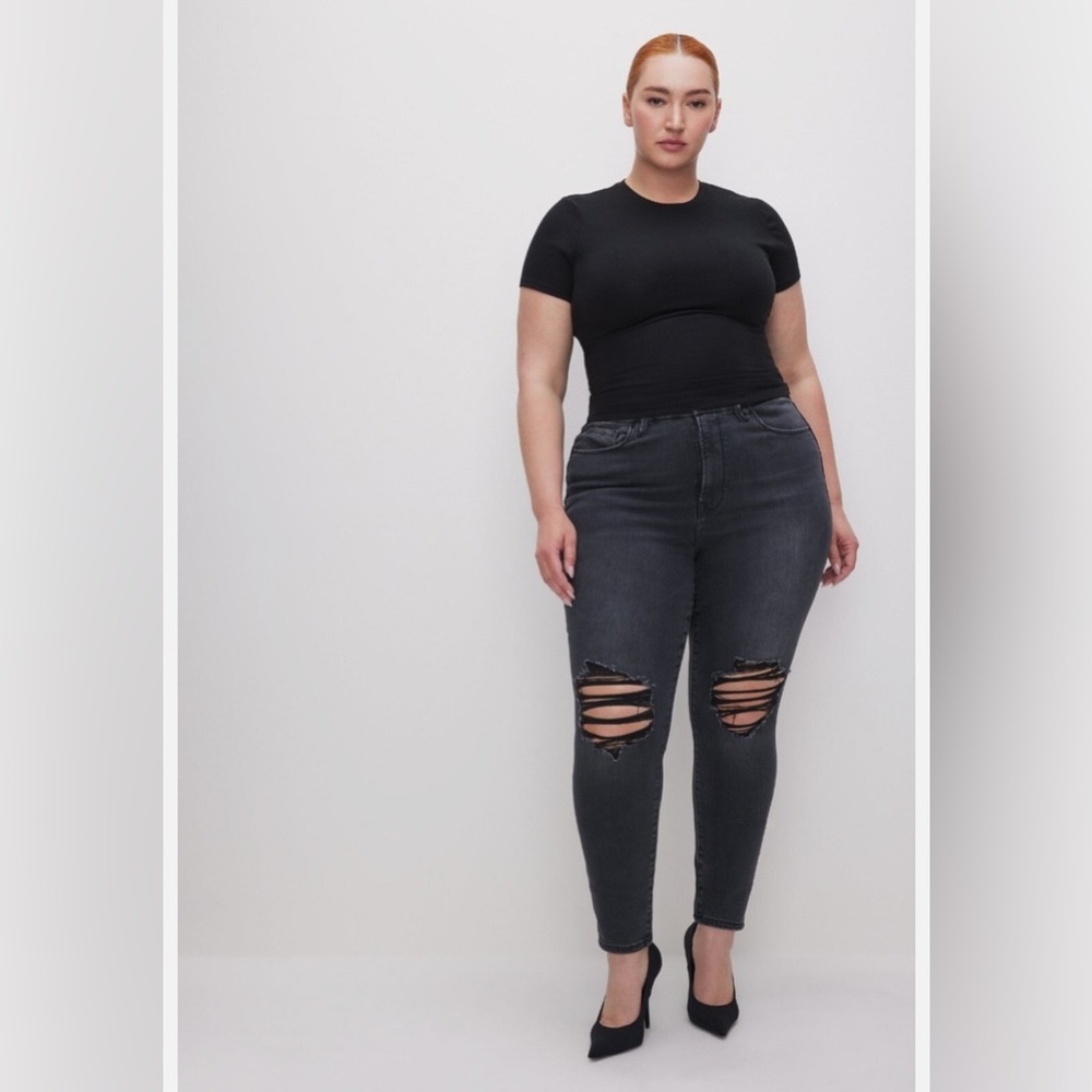 Good American Black Ripped Skinny Jeans